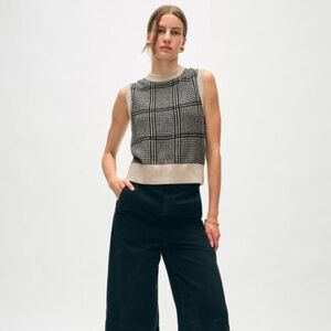WHITE + WARREN CASHMERE HOUNDSTOOTH SHELL VEST